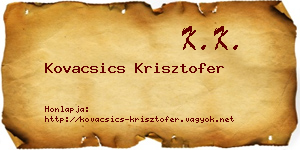 Kovacsics Krisztofer névjegykártya